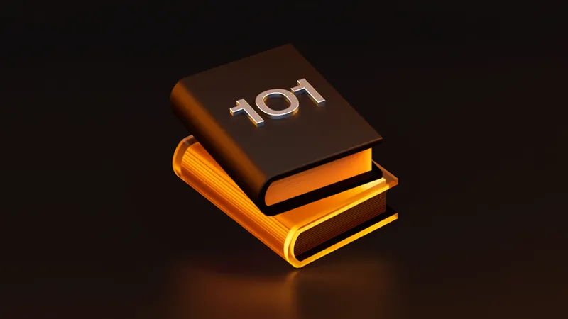 Official BloFin Academy cover art for the inverse perpetual hedging guide: two stacked books, the top one dark with a silver 101 on the cover, glowing amber.