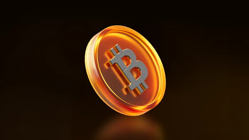 Official BloFin Academy cover art for its Aave interest rates explainer: a glowing orange Bitcoin coin tilted on a black background.