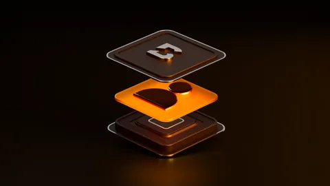 Official BloFin Academy art for its copy trading guide: three stacked tiles, a BloFin logo tile over a glowing orange copier icon and a base layer, on black.