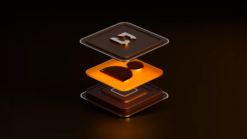 Official BloFin Academy art for its copy trading guide: three stacked tiles, a BloFin logo tile over a glowing orange copier icon and a base layer, on black.